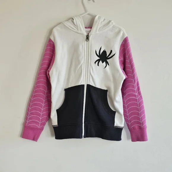 Hanna Andersson X Marvel Spider Gwen Full-zip Hoodie Sweatshirt, Size 110/5 - Picture 1 of 4